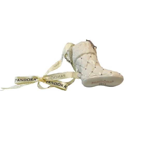 Pandora Porcelain Christmas Stocking Ornament 2012 With Ribbon Hanger 3.5in - Picture 5 of 5